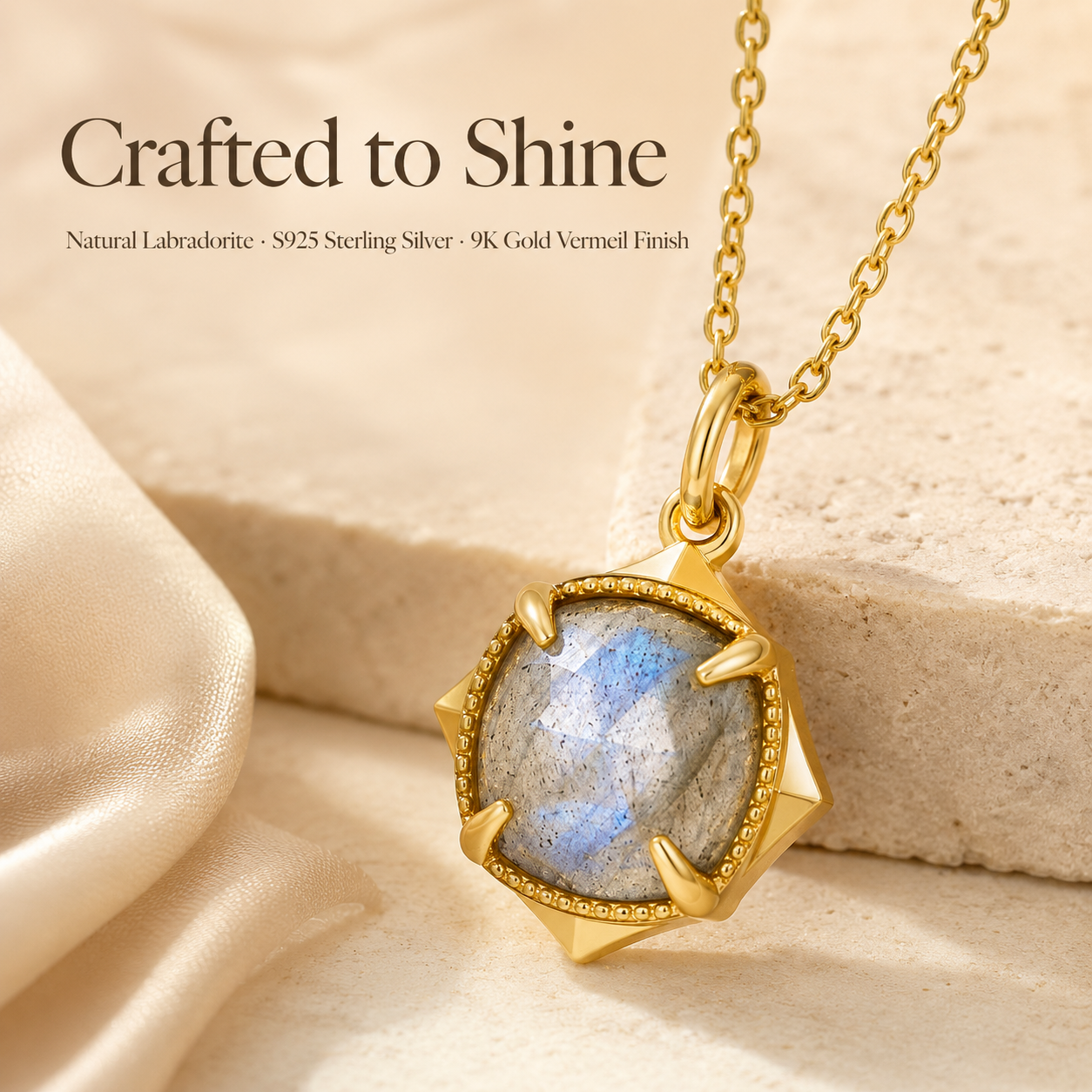 Labradorite Geometric Pendant Necklace