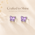 Lilac Butterfly Stud Earrings S925 Sterling Silver - Lifestyle Shot