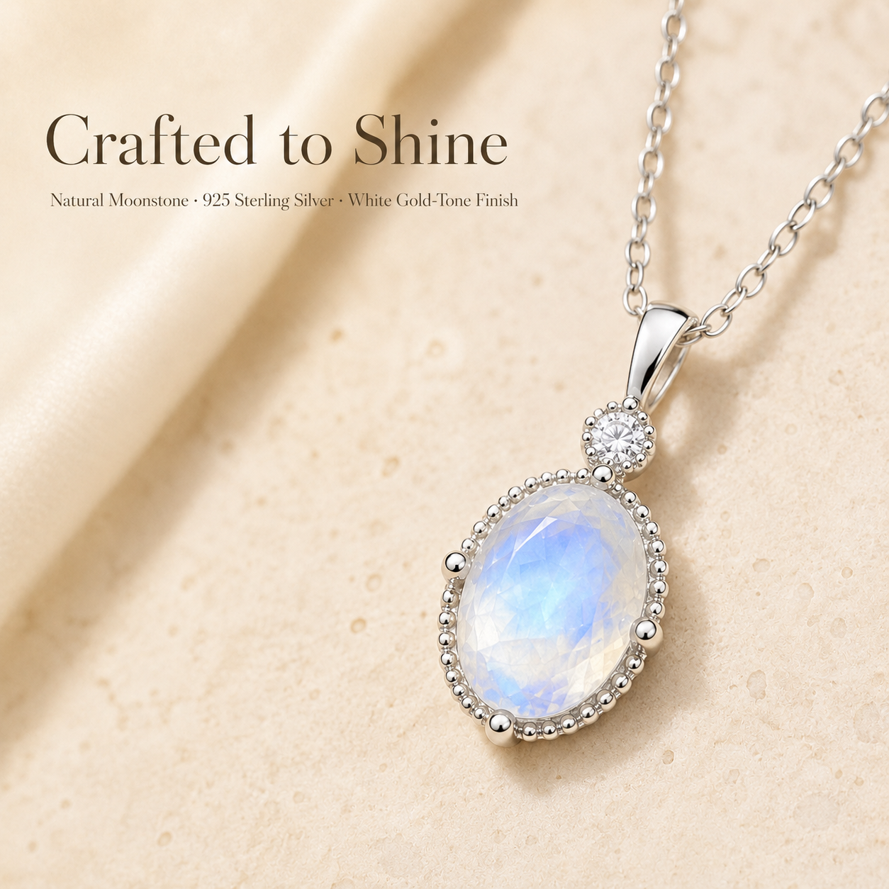 Moonstone Pendant 925 Sterling Silver Necklace