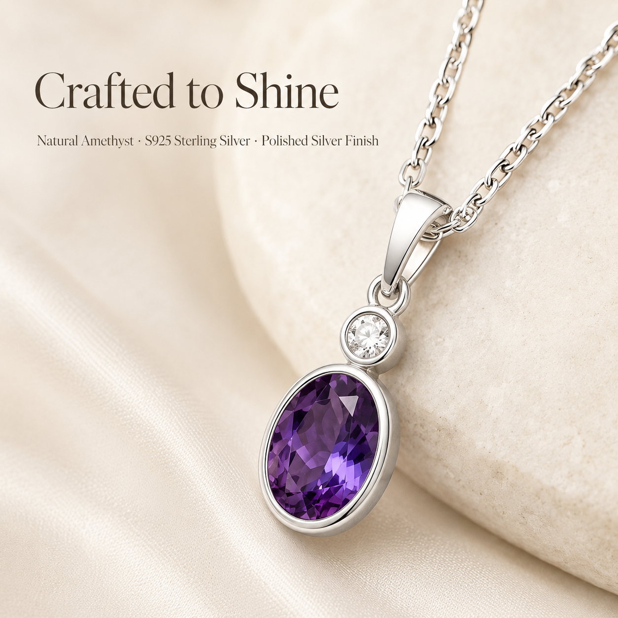 Amethyst Sterling Silver Pendant Necklace