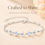 Moonstone Sterling Silver Clover Bracelet - Lifestyle Shot