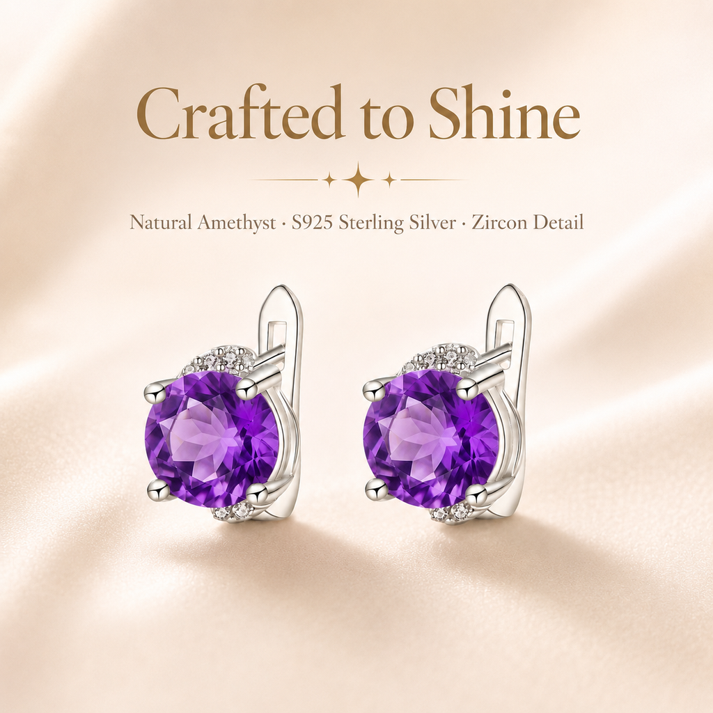 Amethyst Sterling Silver Earrings - Lifestyle Shot