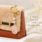 SAFEINA Natural Rose Quartz Keychain & Bag Charm Gift Set