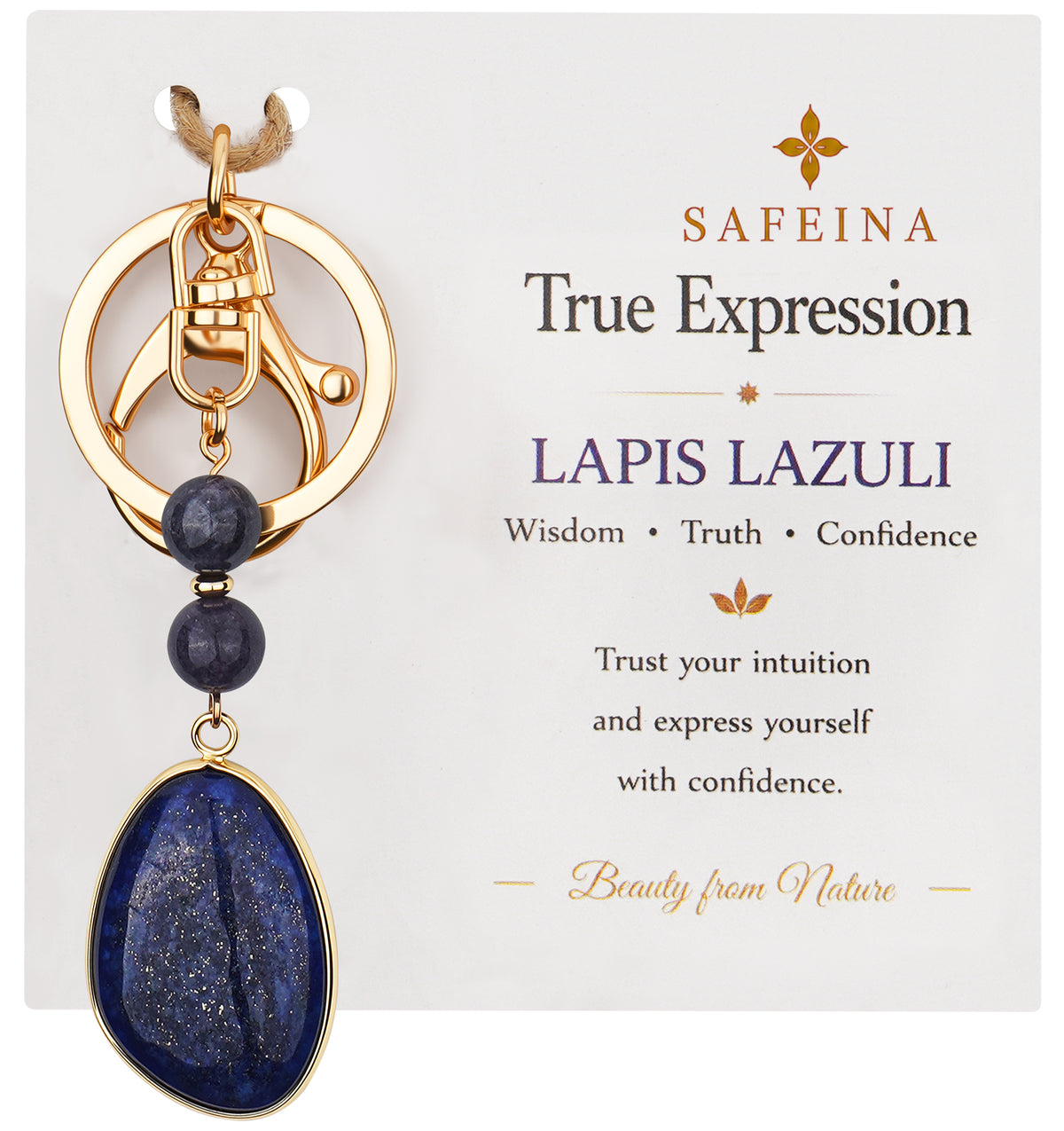 SAFEINA Natural Lapis Lazuli Keychain & Bag Charm Gift Set