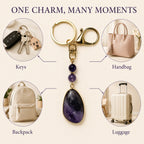 SAFEINA Natural Amethyst Keychain & Bag Charm Gift Set