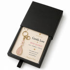 SAFEINA Natural Rose Quartz Keychain & Bag Charm Gift Set