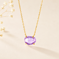 Natural Amethyst Pendant Necklace in S925 Sterling Silver