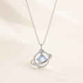 Natural Moonstone Star Orbit Necklace in S925 Sterling Silver