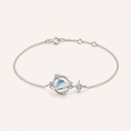 Moonstone Star Orbit Bracelet S925 Sterling Silver - Front View