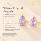 Amethyst Teardrop Stud Earrings Gold-Plated S925 Silver - Detail Close-up