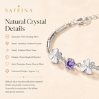 Amethyst Sterling Silver Clover Bracelet - Detail Close-up
