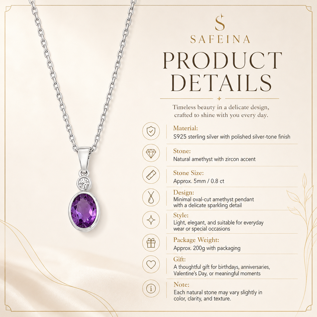 Amethyst Sterling Silver Pendant Necklace
