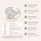 Moonstone Adjustable Ring S925 Sterling Silver - Product Details