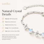 Moonstone Sterling Silver Clover Bracelet - Detail Close-up