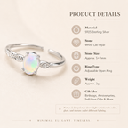 Lab Opal Adjustable Ring S925 Sterling Silver - Detail Close-up