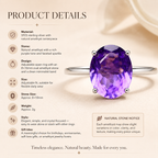 Amethyst Adjustable Ring S925 Sterling Silver - Detail Close-up