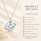 Natural Moonstone Star Orbit Necklace in S925 Sterling Silver