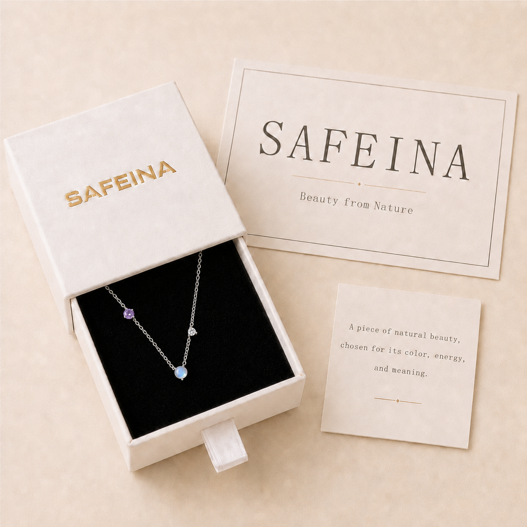 Blue Moonstone Necklace in S925 Sterling Silver