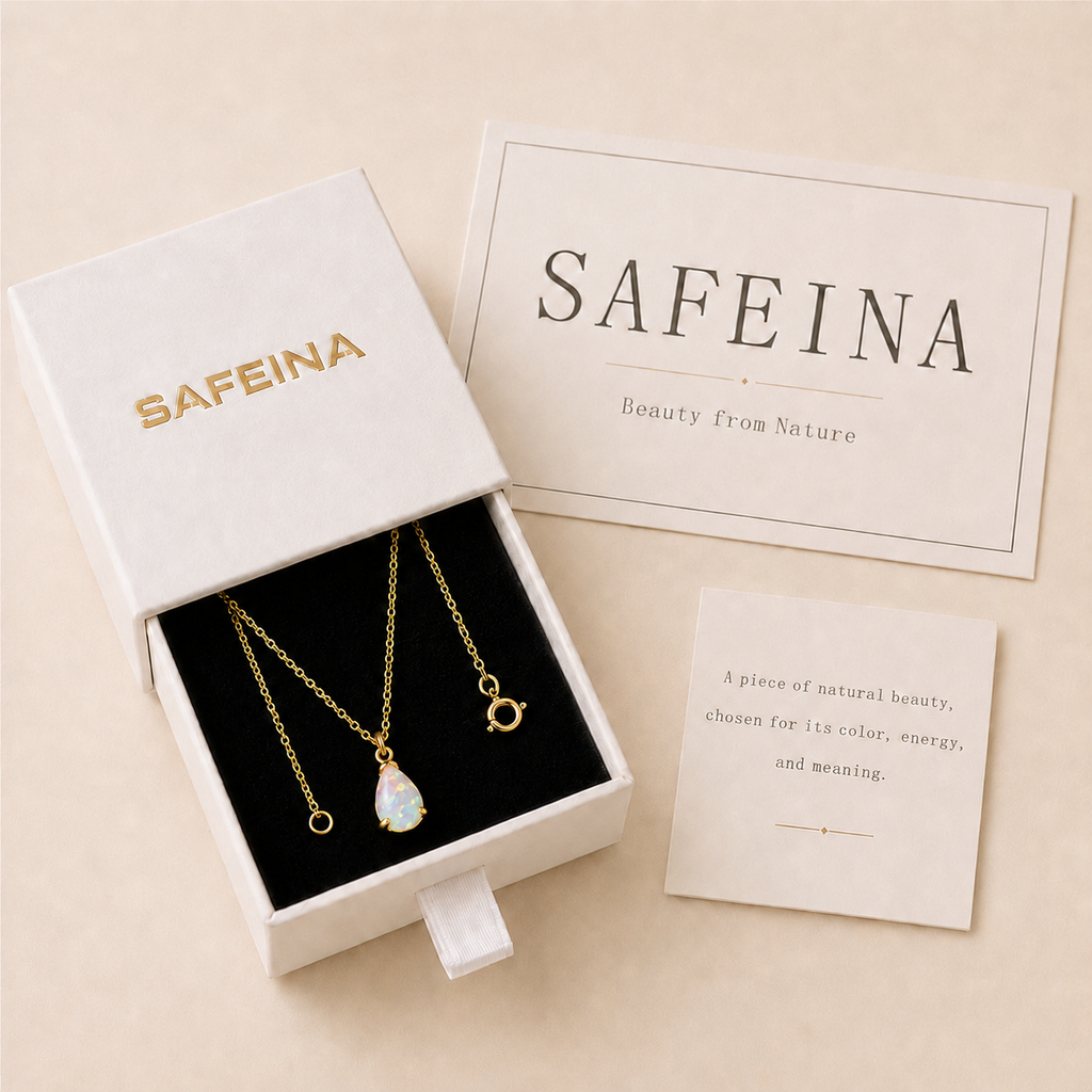 Pink Opal Teardrop Necklace in Gold-Plated 925 Sterling Silver