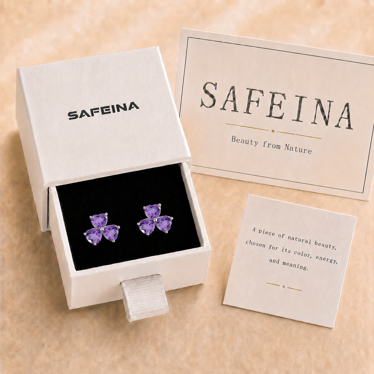 Amethyst Sterling Silver Flower Stud Earrings