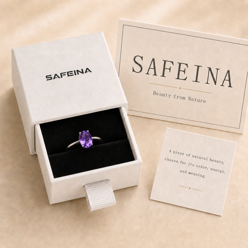 Amethyst Adjustable Ring in S925 Sterling Silver