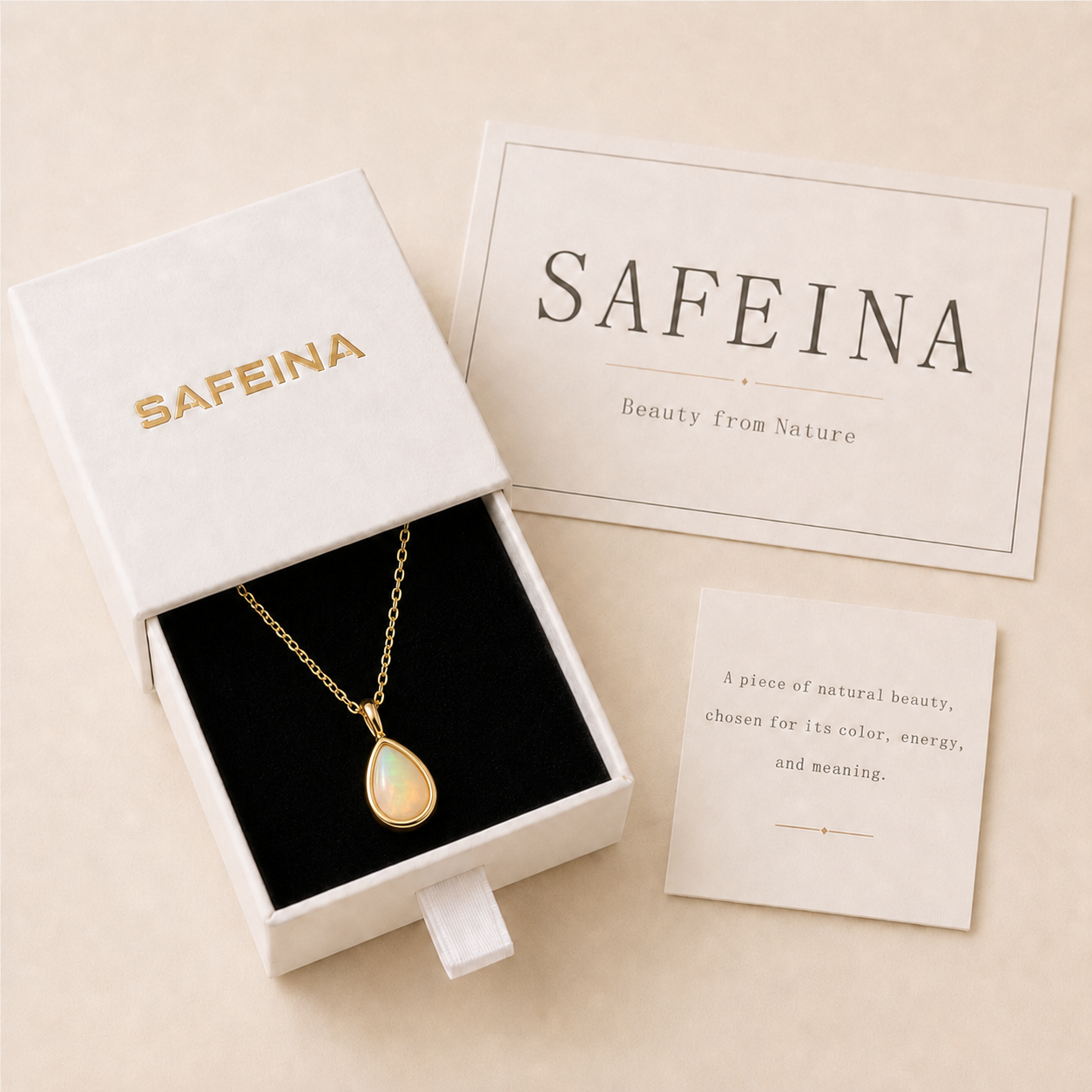 Opal Teardrop Necklace in S925 Sterling Silver