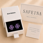Amethyst Clover 925 Sterling Silver Stud Earrings