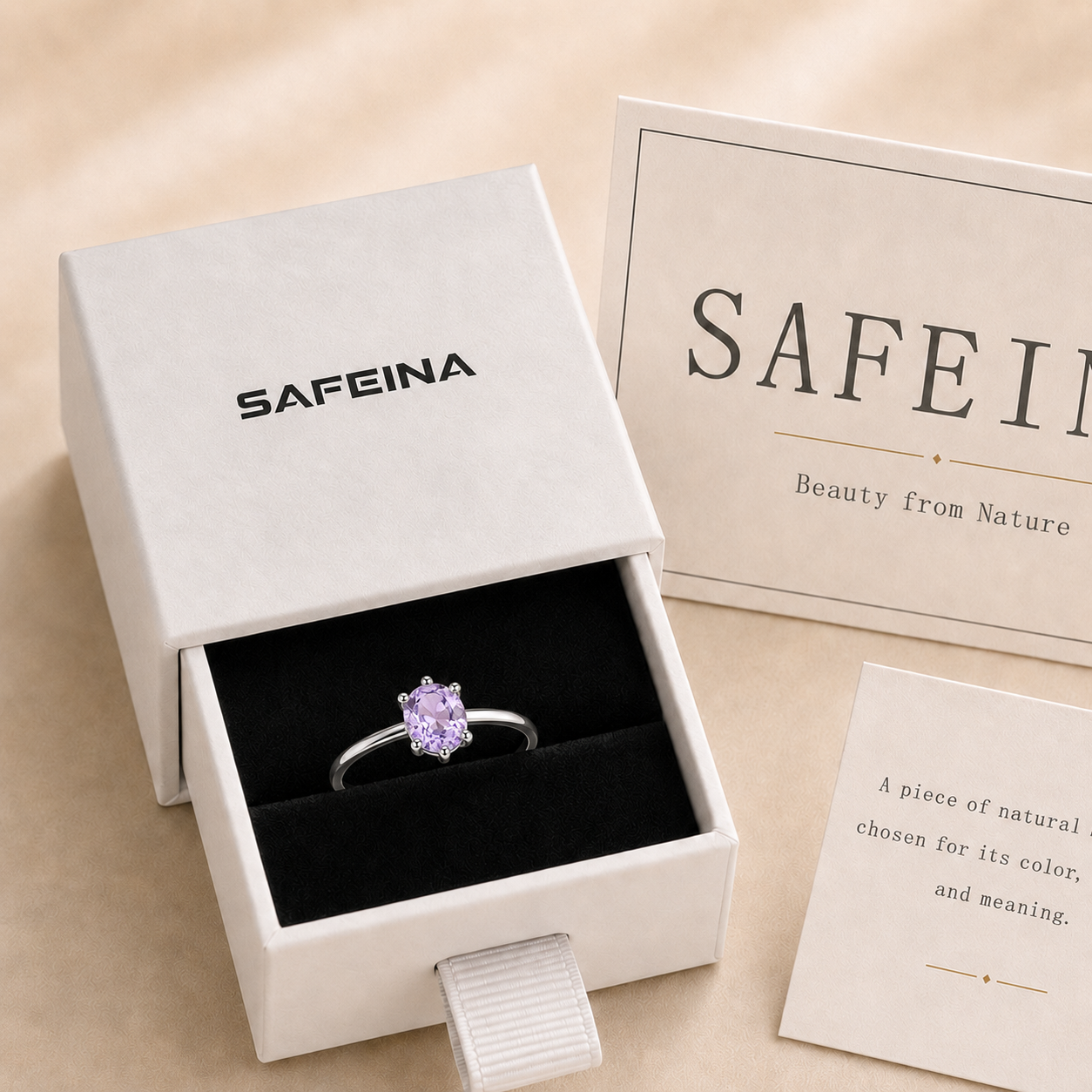 Amethyst Adjustable 925 Sterling Silver Ring