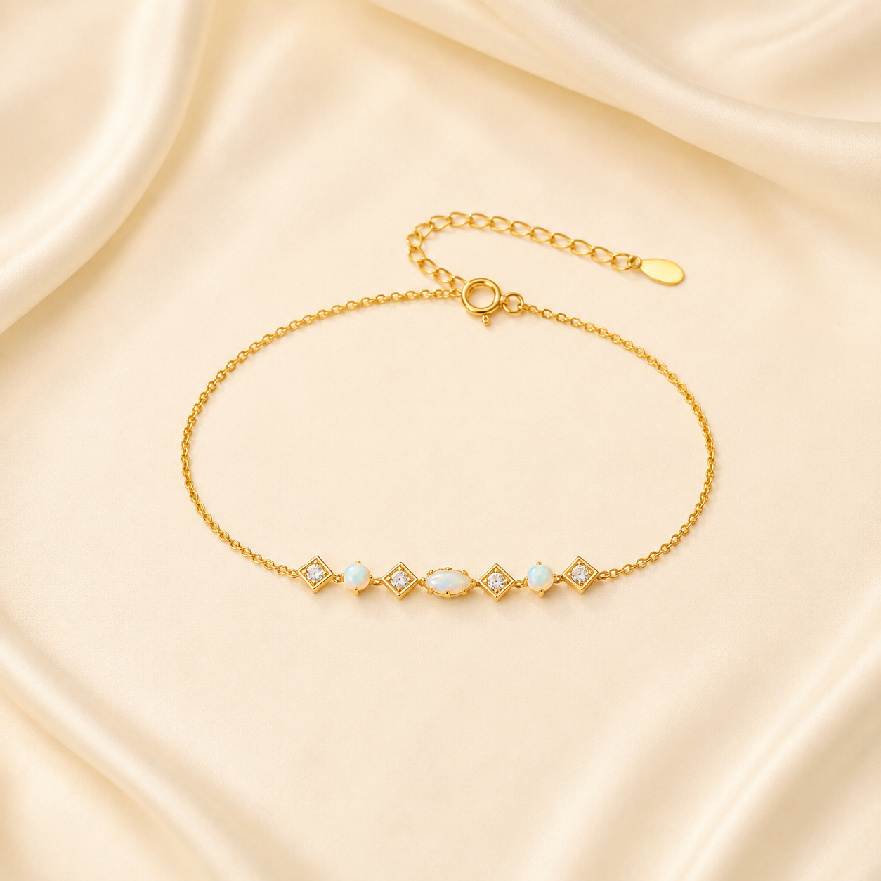Opal Gold Vermeil Sterling Silver Bracelet - Front View