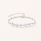 Moonstone Sterling Silver Clover Bracelet - Front View