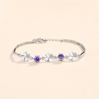 Amethyst Sterling Silver Clover Bracelet - Side View