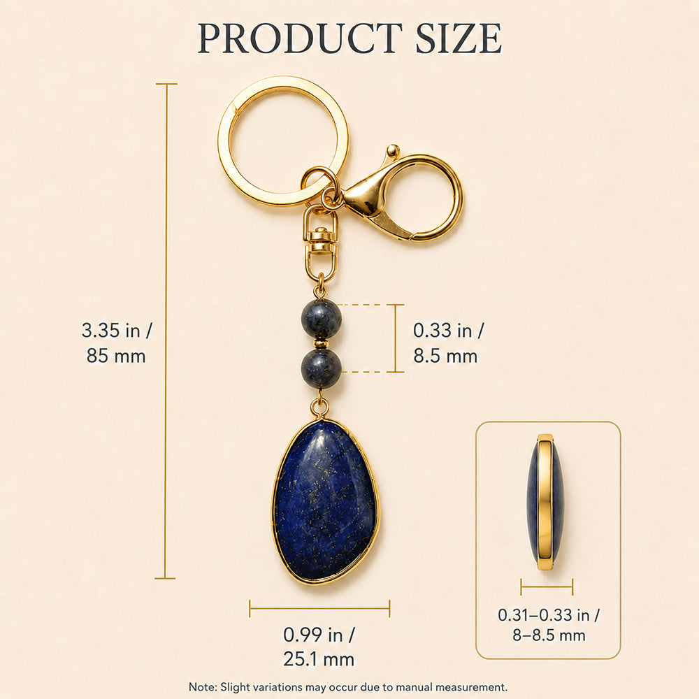 SAFEINA Natural Lapis Lazuli Keychain & Bag Charm Gift Set